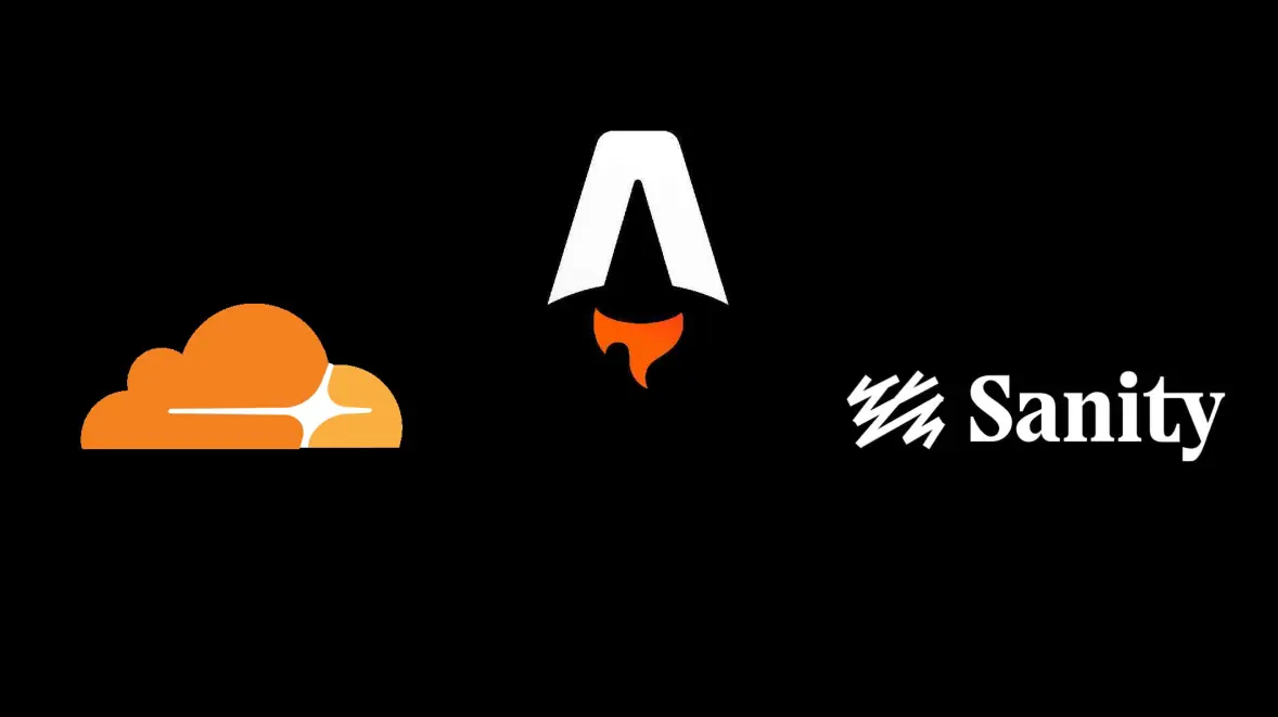 Logos Astro, Sanity et Cloudflare pour illustrer la stack de l'article